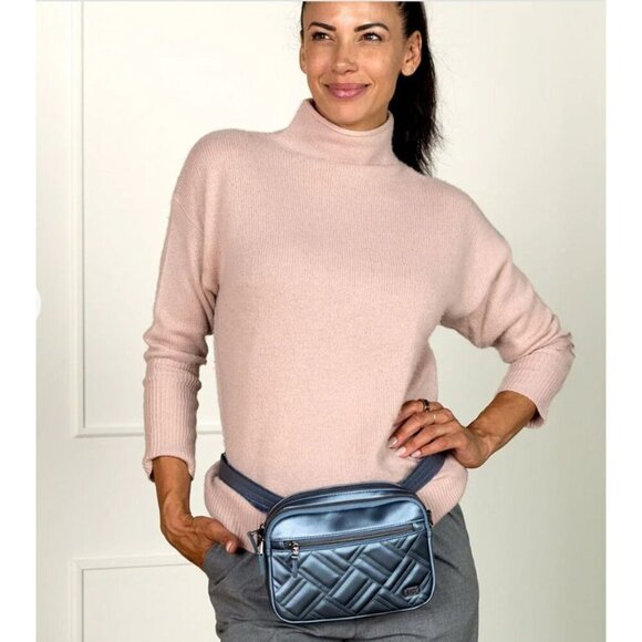 LUG Super Coupe 2 Satin Luxe Convertible Crossbody Bag NWT Metallic Blue Moon - Picture 5 of 9